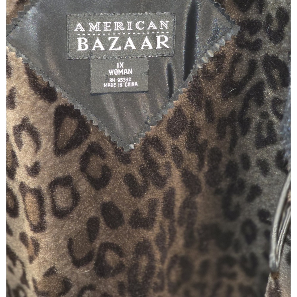 American Bazaar Women's 1X‎ Black w/ Leopard Lining All Weather Winter Rain Coat - Picture 12 of 16